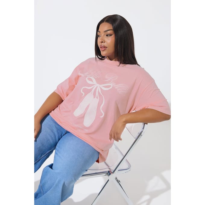 Limited Collection Roze Lang Tshirt Met Acid Wash Size 42