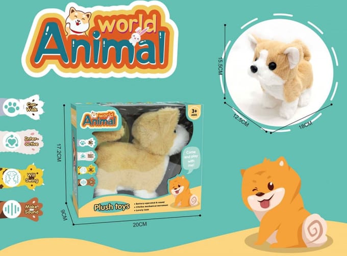 Interactieve mascotte Hond 15 cm loopt en blaft Madej