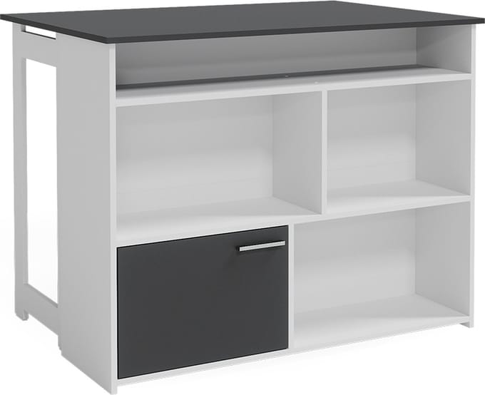 Vicco Dominic Bartafel – 116 x 37 cm 4x open vakken en 1x deur Antraciet/wit