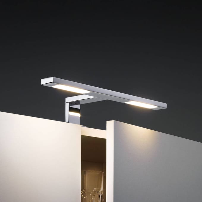 Galeria LED-spiegellamp Hook IP44 2700K 2x280lm 230V 2x3,2W Chroom