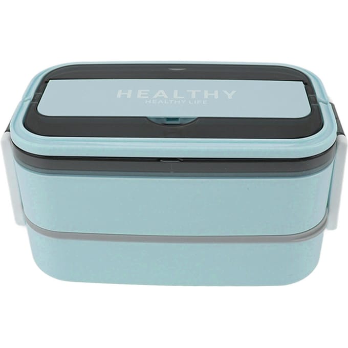 Double Layer Bento Box 316 Stainless Steel Compartment Portable Lunch Box with Cutlery for Work L bleu ciel
