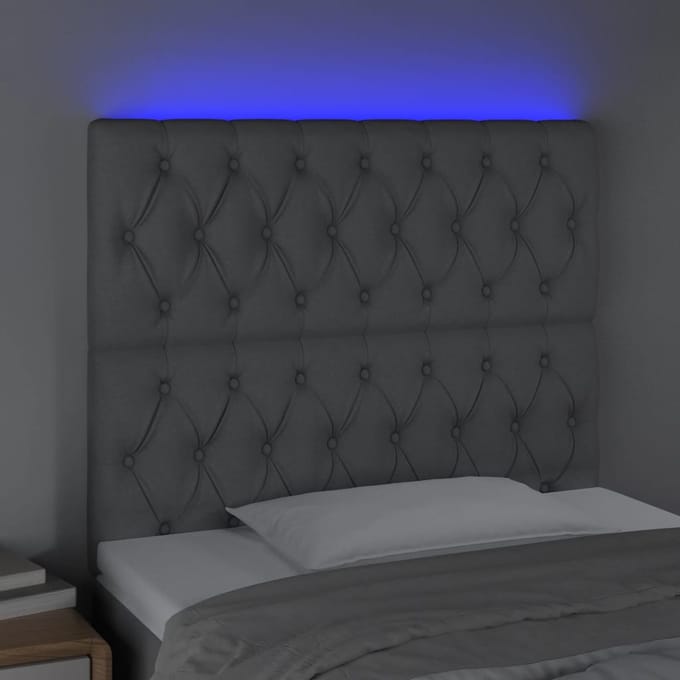 vidaXL - Hoofdbord - LED - 100x7x118/128 - cm - stof - lichtgrijs