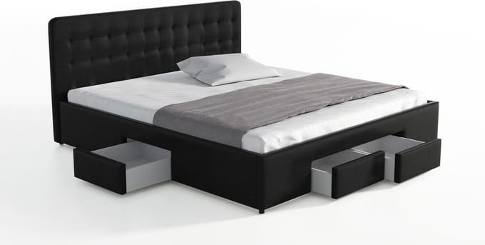 Meubella - Tweepersoonsbed Milo - Zwart - 180x200 cm
