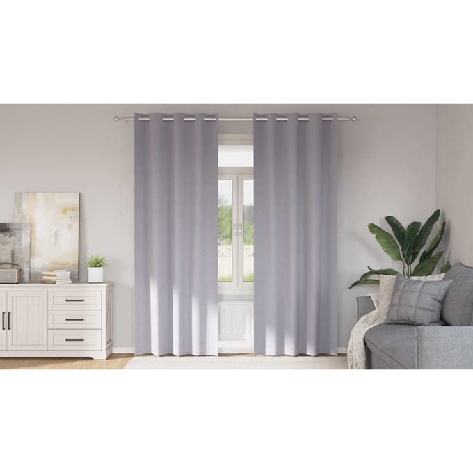 vidaXL - Blackout - Gordijnen - met - Ringen - 2 - st - Metaalgrijs - 260 - x - 140 - cm