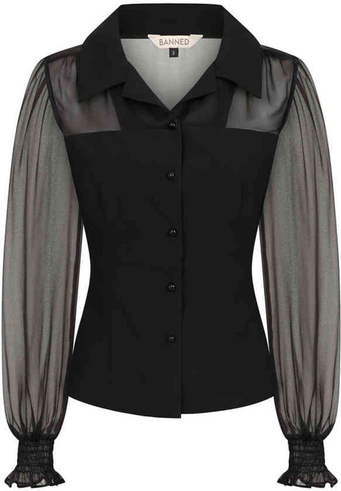 Banned - Bonnie Blouse - M - Zwart