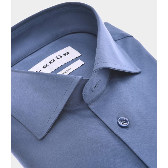 Ledub modern fit overhemd - jersey - middenblauw - Strijkvriendelijk - Boordmaat: 41