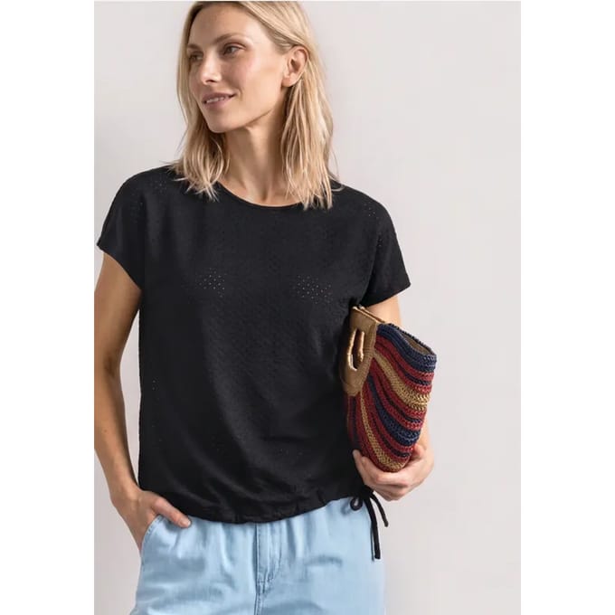 Shirt van kant met ronde hals