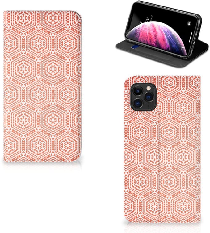 Apple iPhone 11 Pro Max Hoesje met Magneet Pattern Orange