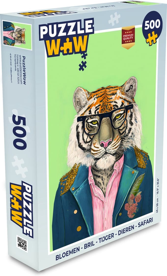 Puzzel Bloemen - Bril - Tijger - Dieren - Safari - Legpuzzel - Puzzel 500 stukjes