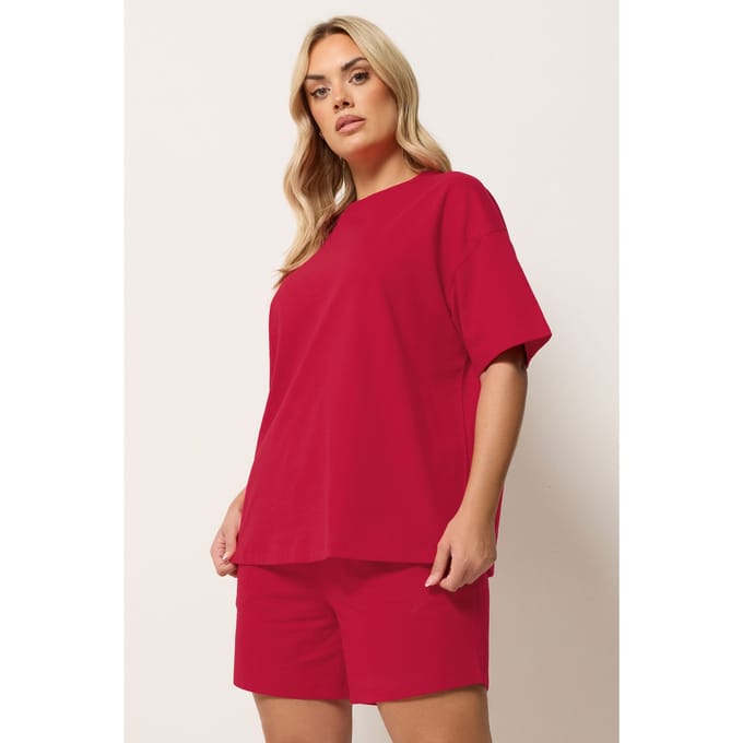 Yours Set Rood Sweatshirt En Korte Broek Size 46