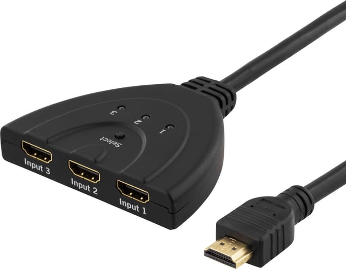 NÖRDIC SGM-115 HDMI Pigtail Switch 3 naar 1 - 4Kx2K 60Hz - Zwart