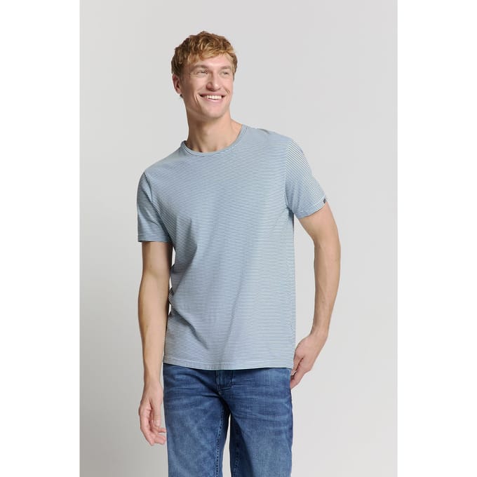 No Excess T-shirt Crewneck Stripes Sky Größe: M | Basic T-Shirts Outlet | Herren