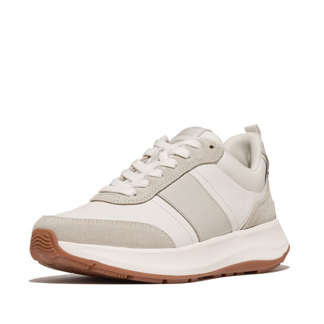 FitFlop FitFlop F-Mode Flow Sneaker - Leather & Suede Mix WIT - Maat 36