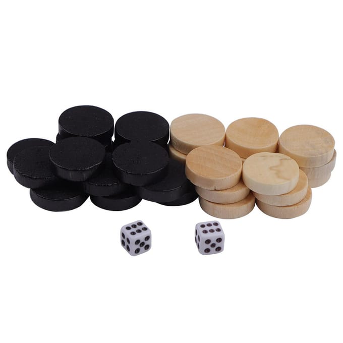 32 stuks dam-, dam- en backgammon schaakstukken voor kinderen, bordspel, kamperen beige