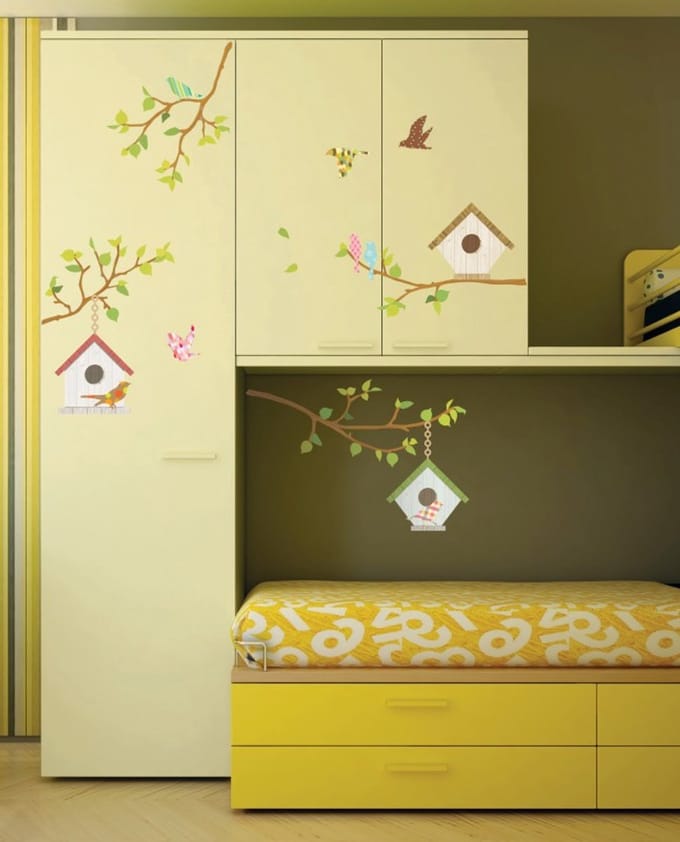 Decoratieve muurstickers: Takken en vogels