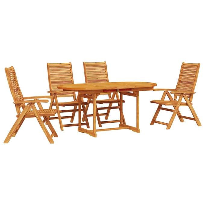 vidaXL - Tuin - Eettafel - Set - 5 - st - Bruin - Massief - Acacia - Hout