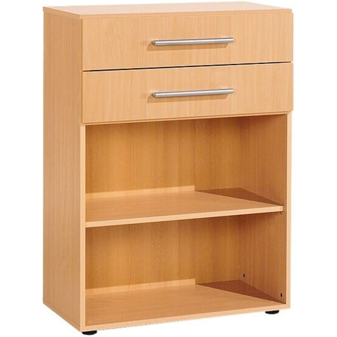 PALENQUE combi-boekenkast, 3 OH, 2 open vakken + 2 laden, B 800 x D 400 x 1104 mm, beukendecor