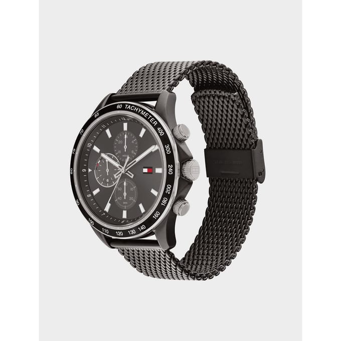 Accessories Tommy Hilfiger Miles Chronograph Mesh Bracelet Watch in Black