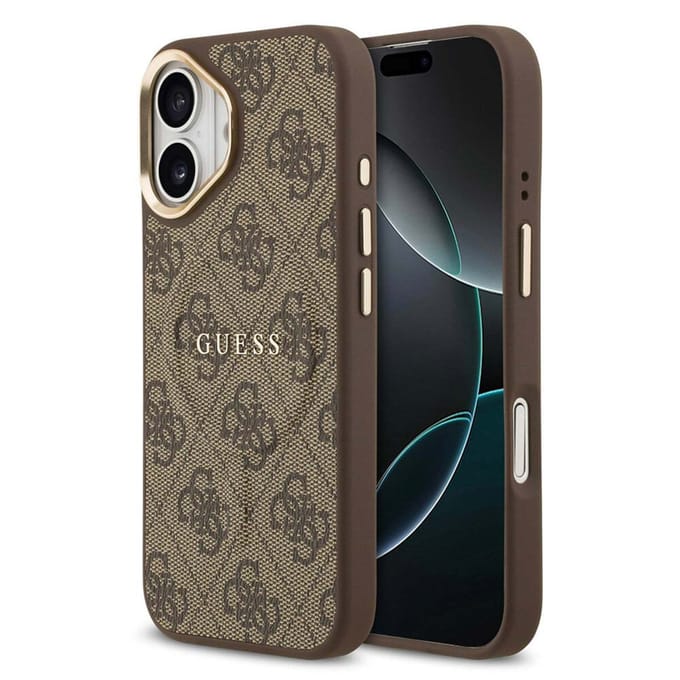 Guess Back Cover - iPhone 17 - Bruin - PU Leather - Magsafe - 4G Classic Logo