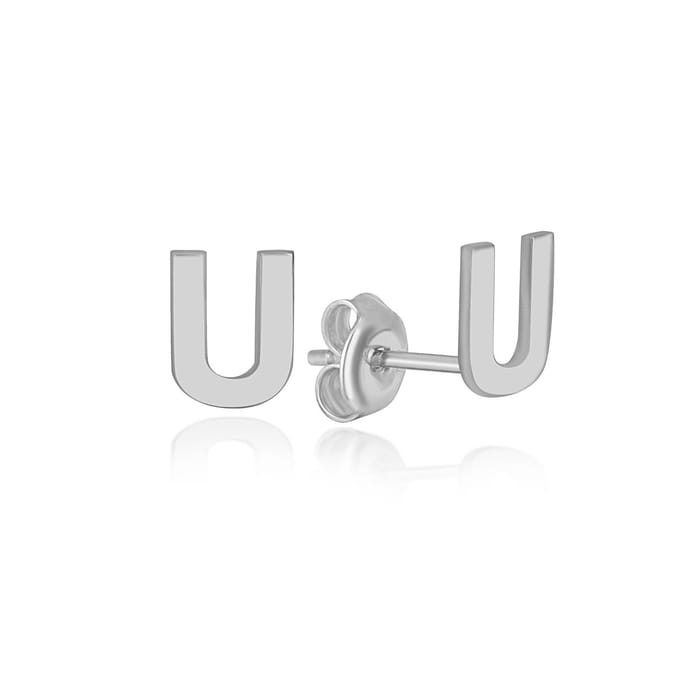 U initial oorknop zilver