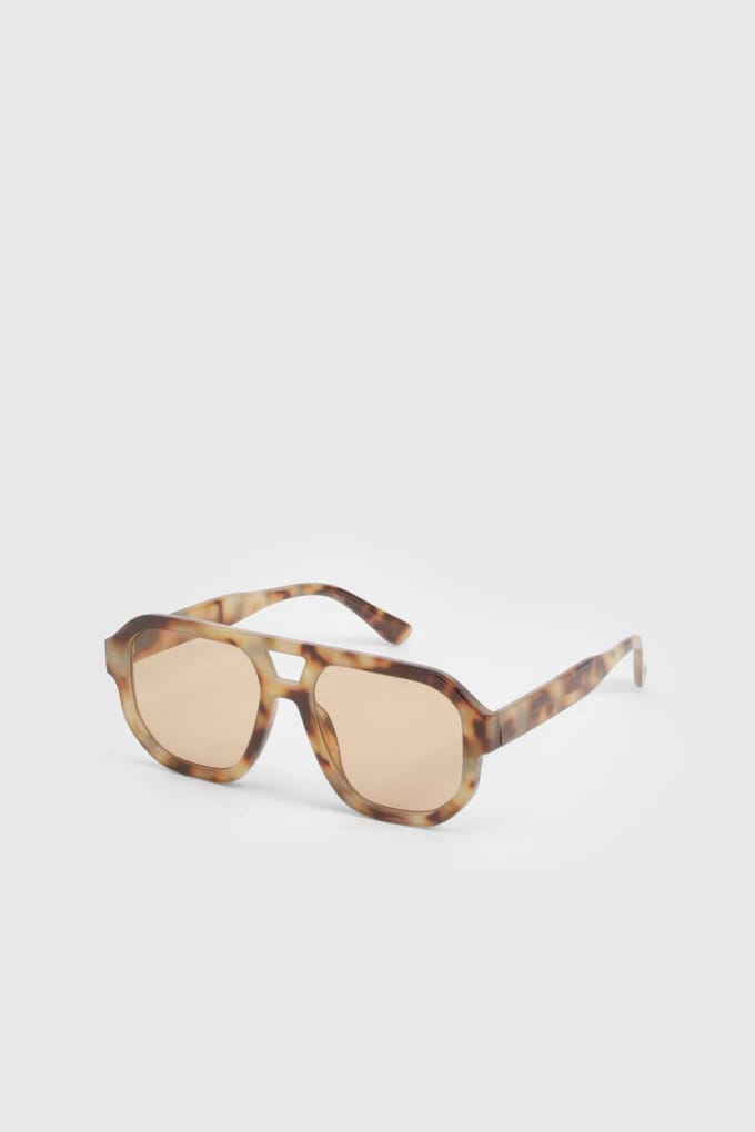 boohoo Dames Oversized Schildpadpatroon Aviator Zonnebril