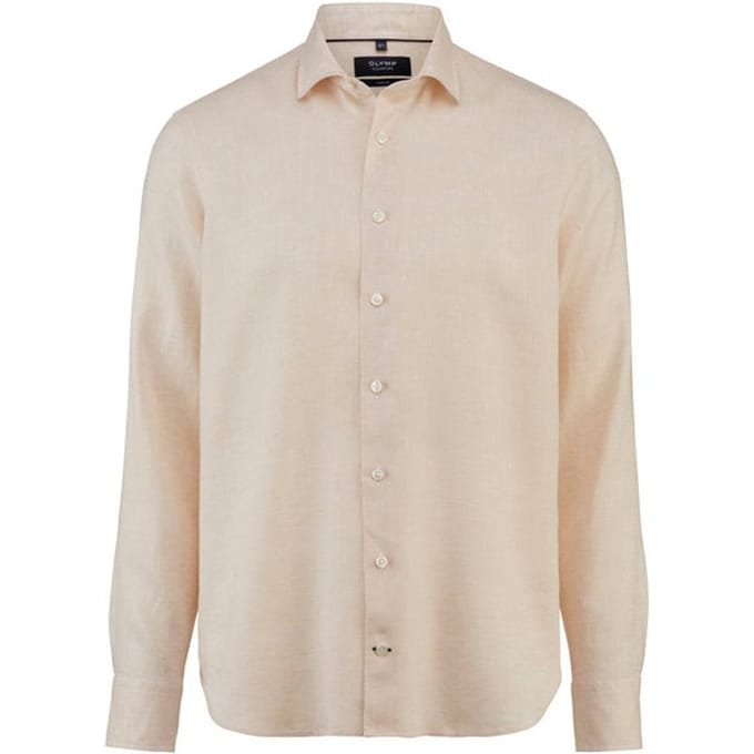 OLYMP Signature Casual Overhemd, Tailored Fit, Kent, Beige