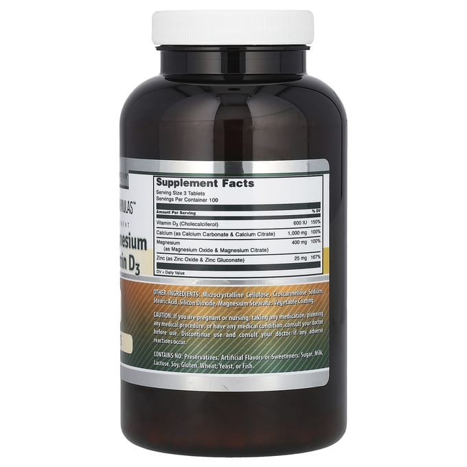 Nutrition exceptionnelle, formules exceptionnelles, calcium, magnésium, zinc et vitamine D3, 300 comprimés