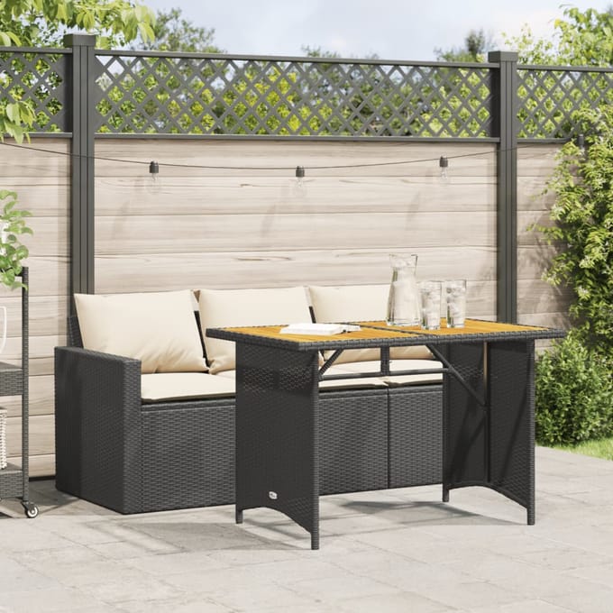 vidaXL - 2-delige - Tuinset - met - kussens - poly - rattan - zwart