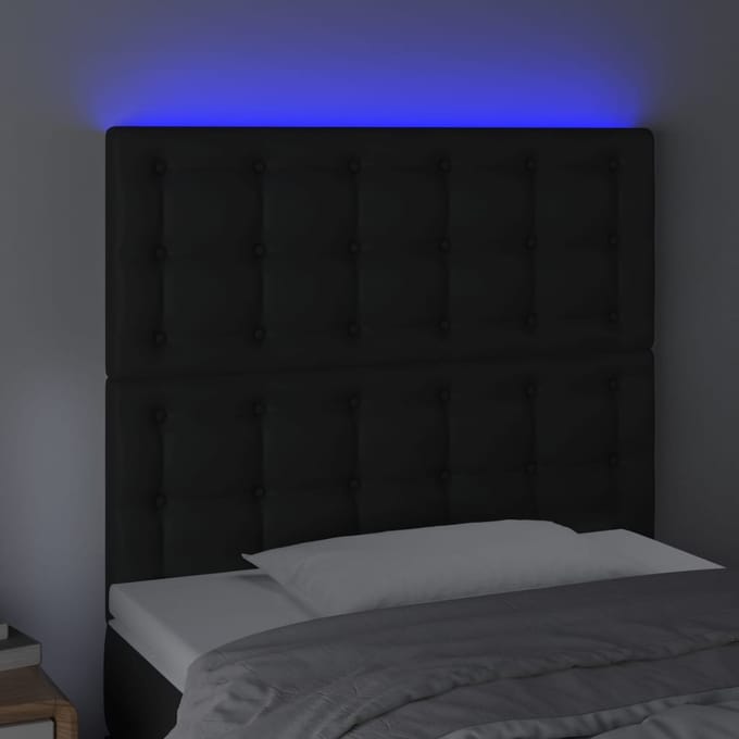 vidaXL - Hoofdbord - LED - 90x5x118/128 - cm - kunstleer - zwart
