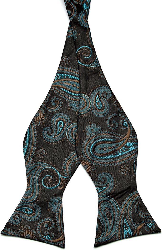 Turquoise Paisley Zijden Zelfbinder Vlinderdas