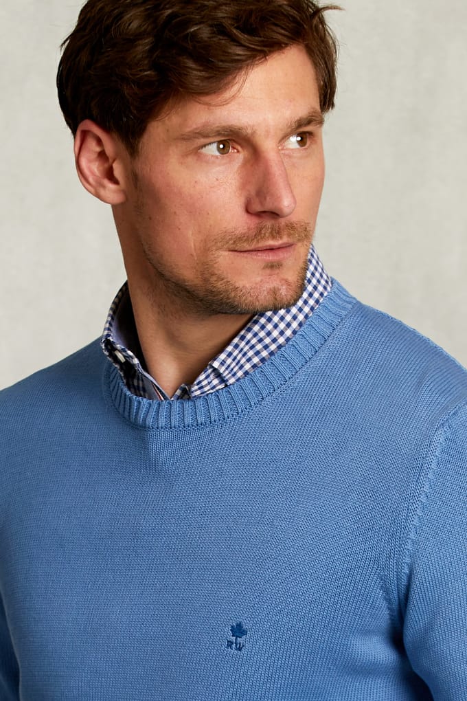 River Woods Soft Ctn Crew-nk Cf Swt Blue Größe: XXL | Pullover Outlet | Herren | Blau