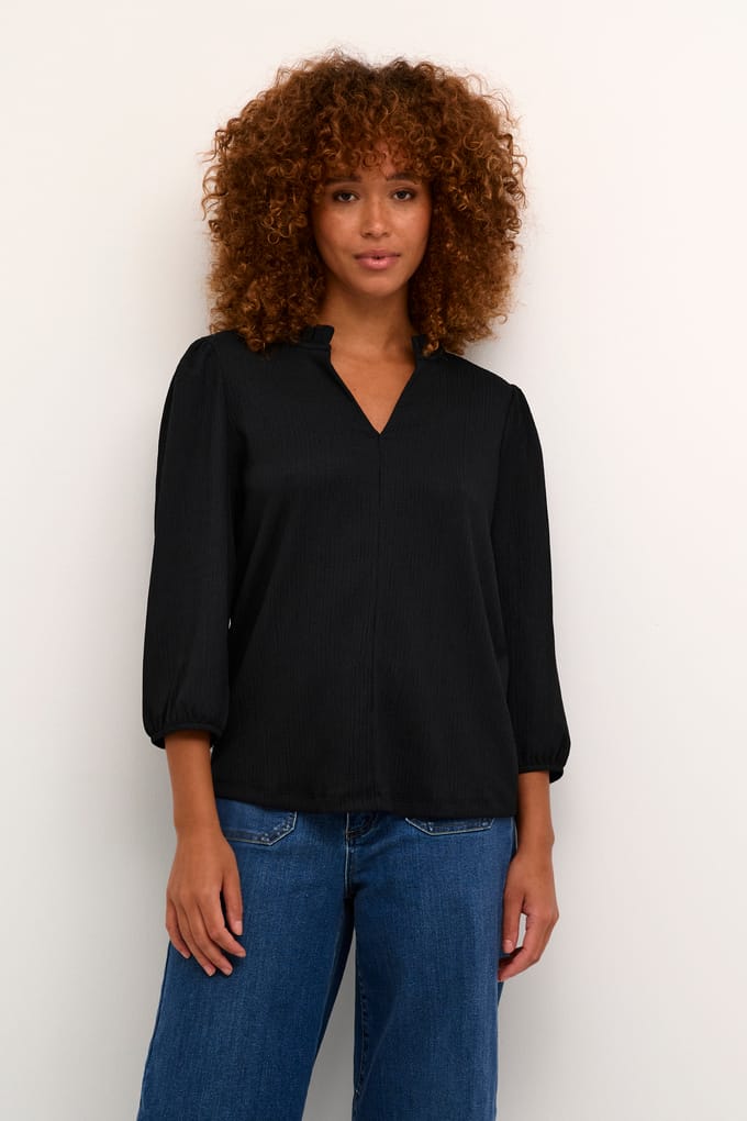 Blouse met lange mouwen Regular fit Black