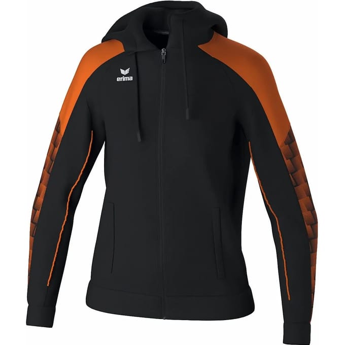 Erima Evo Star Trainingsjack Met Capuchon Dames - Zwart / Oranje | Maat: 40