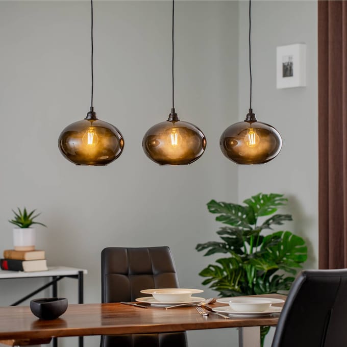 Opviq Hanglamp Smoked 052 3-lamps lineair glas Ø27cm