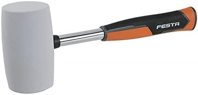Rubberen hamer - Mokerslag - Klus klaren - Platte kop - 90 mm kop - Wit