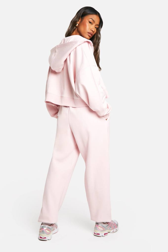 boohoo Dames DSGN Studio Geborduurde Gecuffde Oversized Jogger | Light Pink | Maat: Small