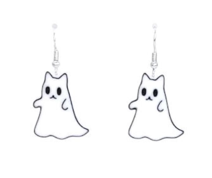 Halloween Oorbellen - Gothic - Oorhangers - Kat spookje - 1 paar