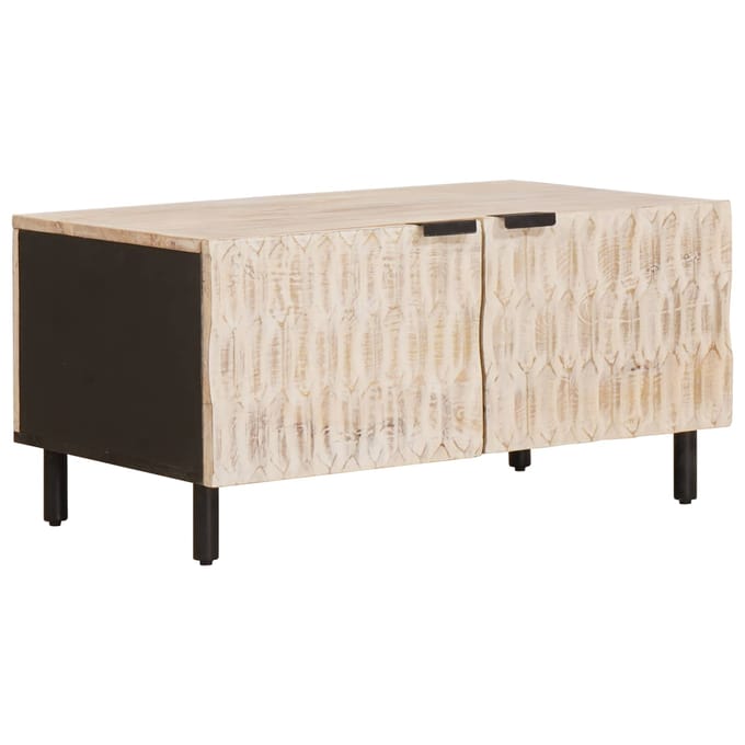 vidaXL - Salontafel - Wit - 80 - x - 50 - x - 40 - cm - Massief - Mango - Hout