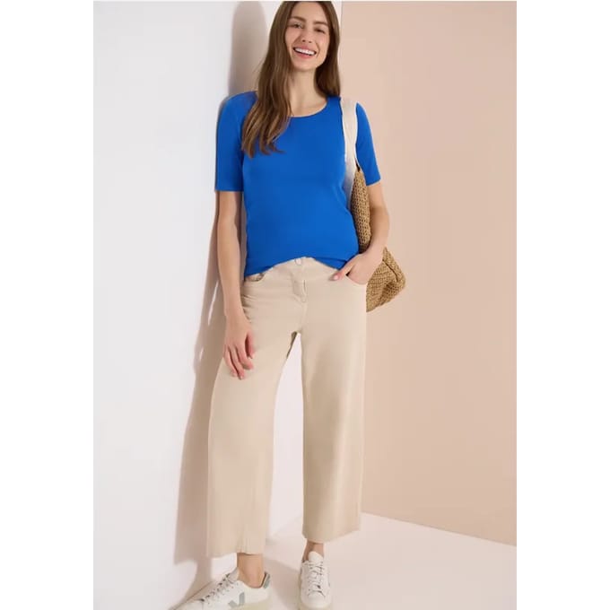 Basic Shirt met ronde hals in effen kleur