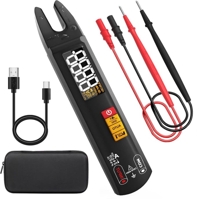 Digitale Multimeter - Stroommeter Tester - Elektrische Metingen - Open Klem Ontwerp - Compact Formaat - Zwart