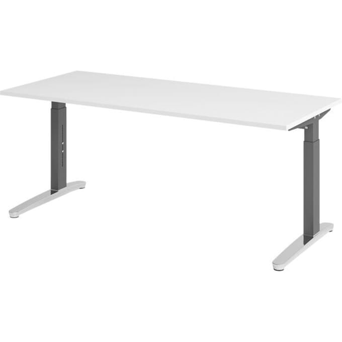 Bureautafel TOPAS LINE, handmatig in hoogte verstelbaar, B 1800 mm, wit/grafiet/aluminium gepolijst