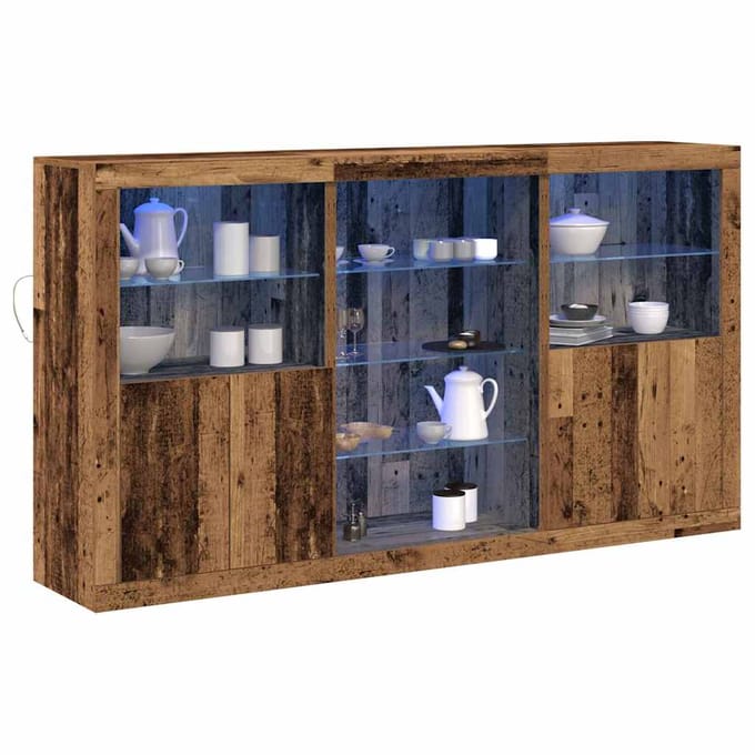 vidaXL - LED - Dressoir - Oudhout - 181,5 - x - 37 - x - 100 - cm - Bewerkt - hout