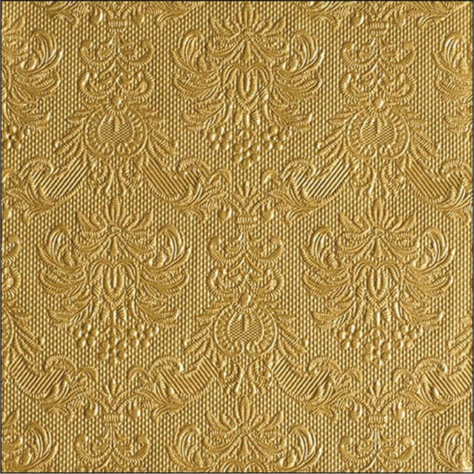 Servetten Luxe - 45x stuks - 40 x 40 cm - goud - barok patroon - 3 laags