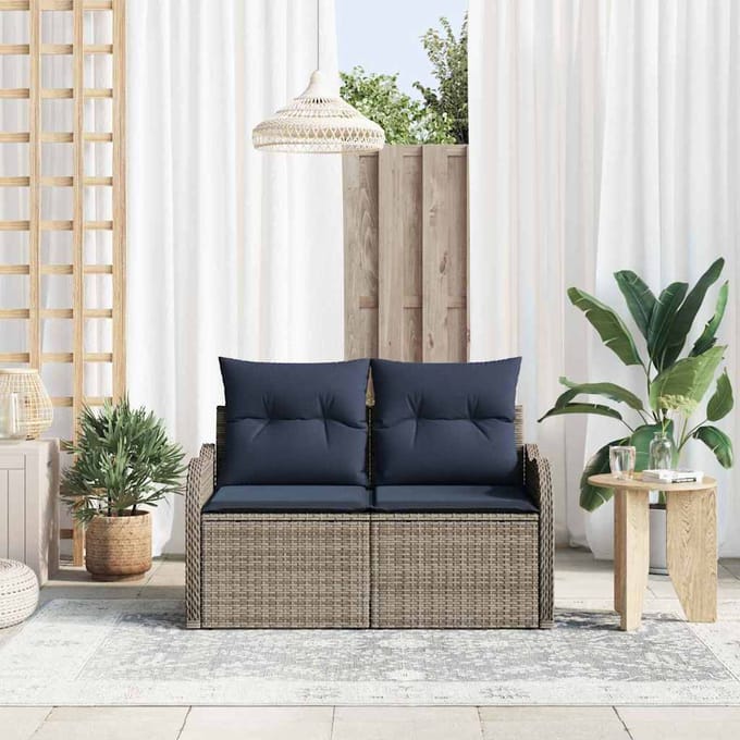 vidaXL - Tuin - Sofa - met - kussen - 121 - x - 62 - x - 69 - cm - poly - rattan