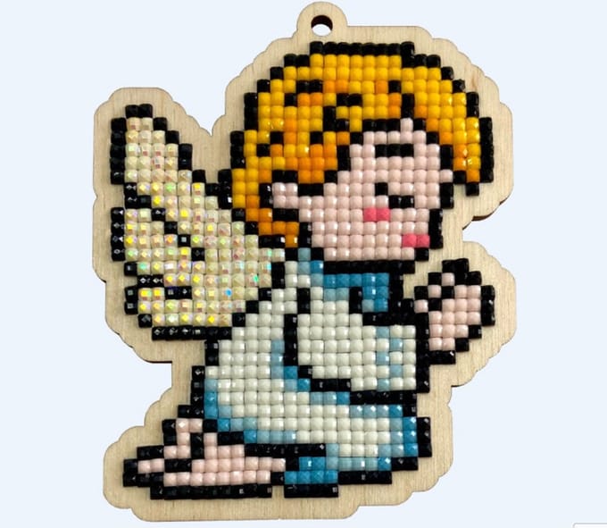Diamond painting - Setje met houten figuurtje DP ANGEL WWP525