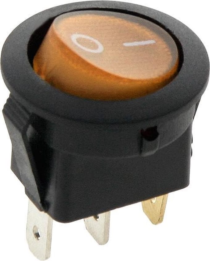 Schakelaar - geel - 12 volt - 35A - verlicht rond - 3 pins
