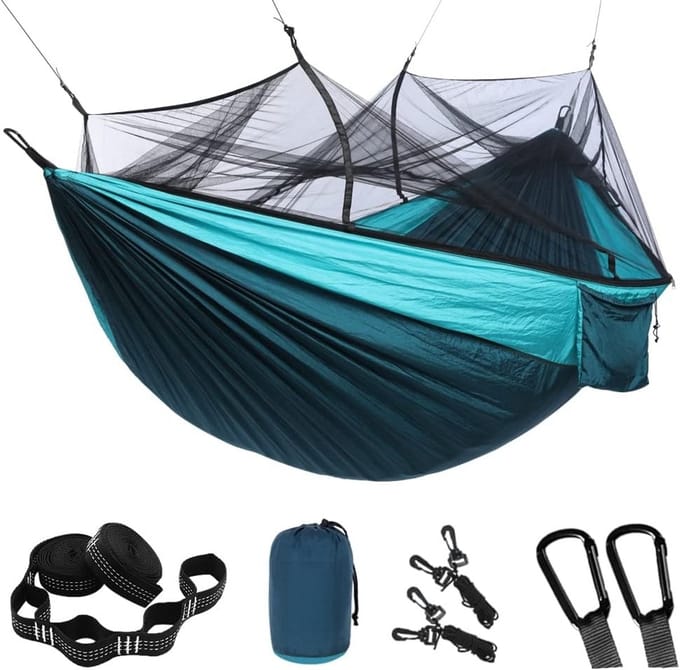 PromoHome Camping Hangmat met Geïntegreerd Muggennet - Lichtgewicht en Draagbaar