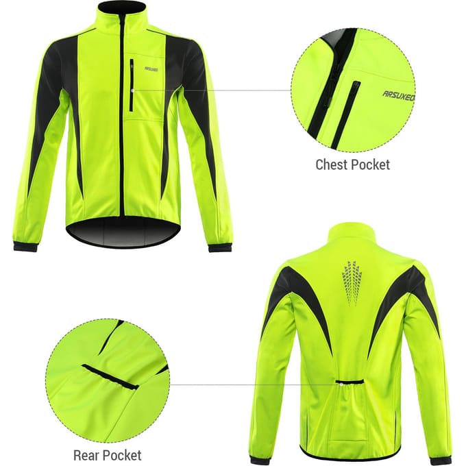 Winter Warm UP Fietsjack Ademend Fiets Buitenjas Winddicht Waterdicht Fietsjack groen