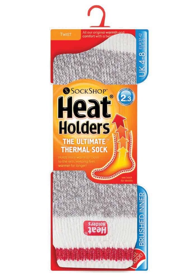 Heat Holders - Thermische sokken met damespatroon - Grijze Blok Twist