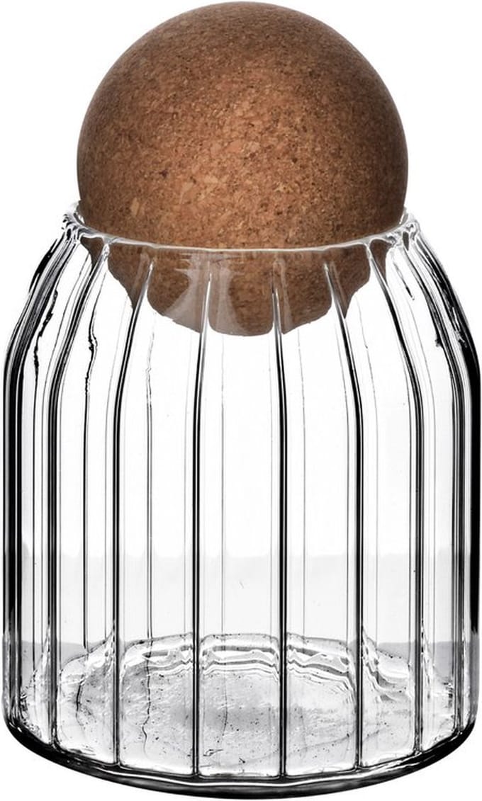 Allesken - Set van 3 decoratieve designs voorraadpotten/containers - Glas+kurk - 475/700/1000ml